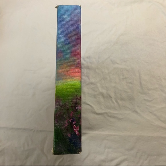 ORIGINAL ART 12x9 Flower Field Sunset Painting on Deep Edge Gallery Wrap Canvas - Picture 5 of 7